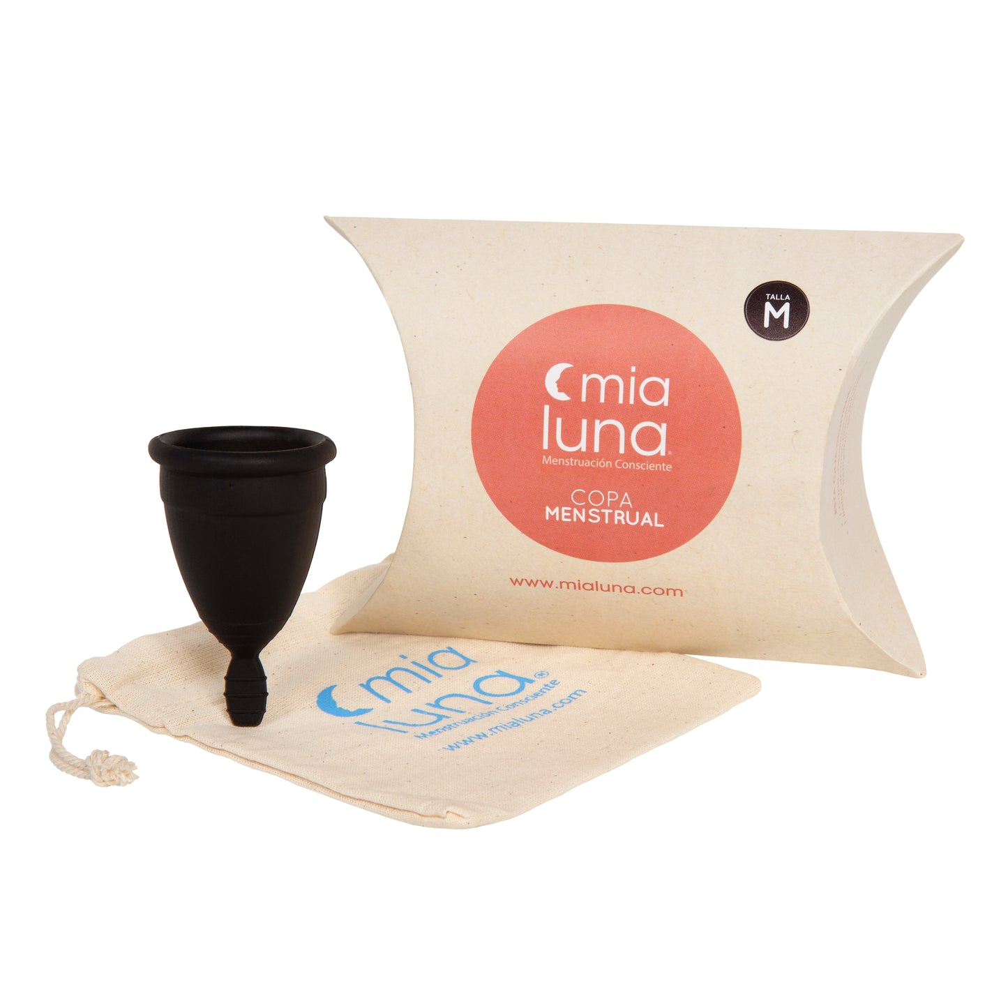 Copa Menstrual MiaLuna Talla M. El producto se entrega sin bolsa ni caja.