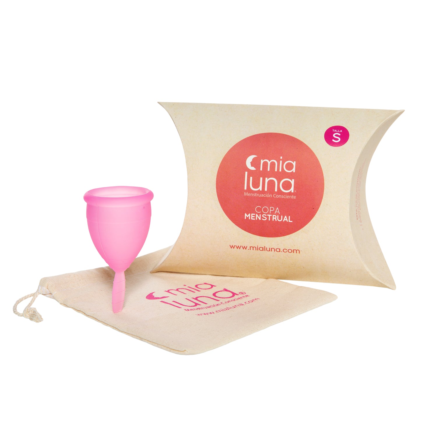 Copa Menstrual MiaLuna Talla S. El producto se entrega sin bolsa ni caja.