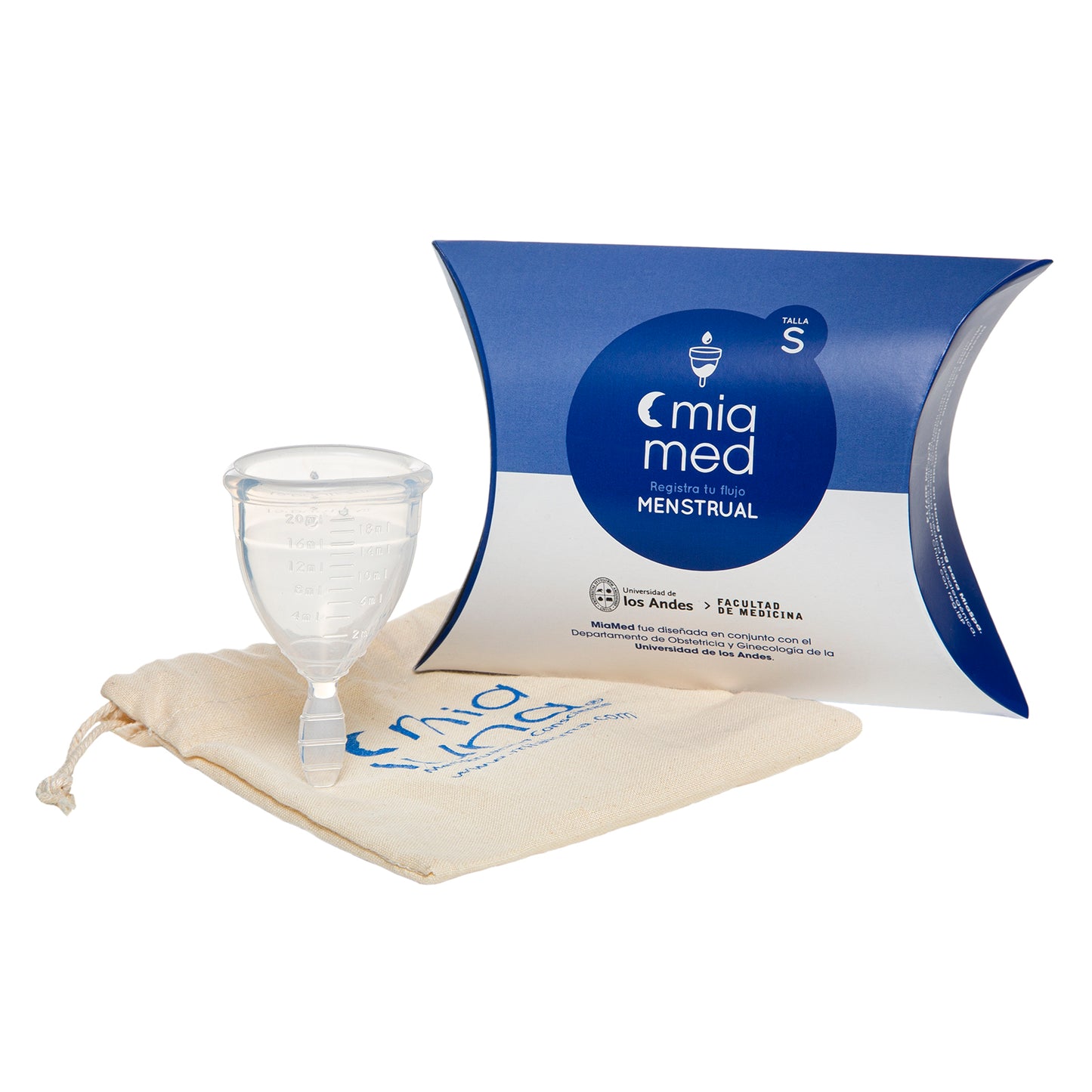 Copa Menstrual MiaMed Talla S – Traslúcida. El producto se entrega sin bolsa ni caja.